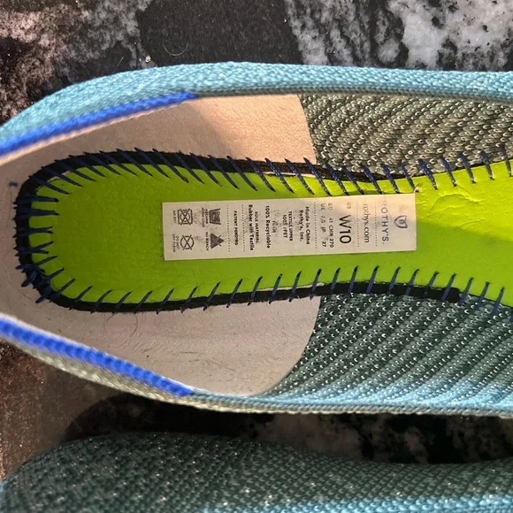 Rothy’s teal metallic square flats 10 - Picture 3 of 4